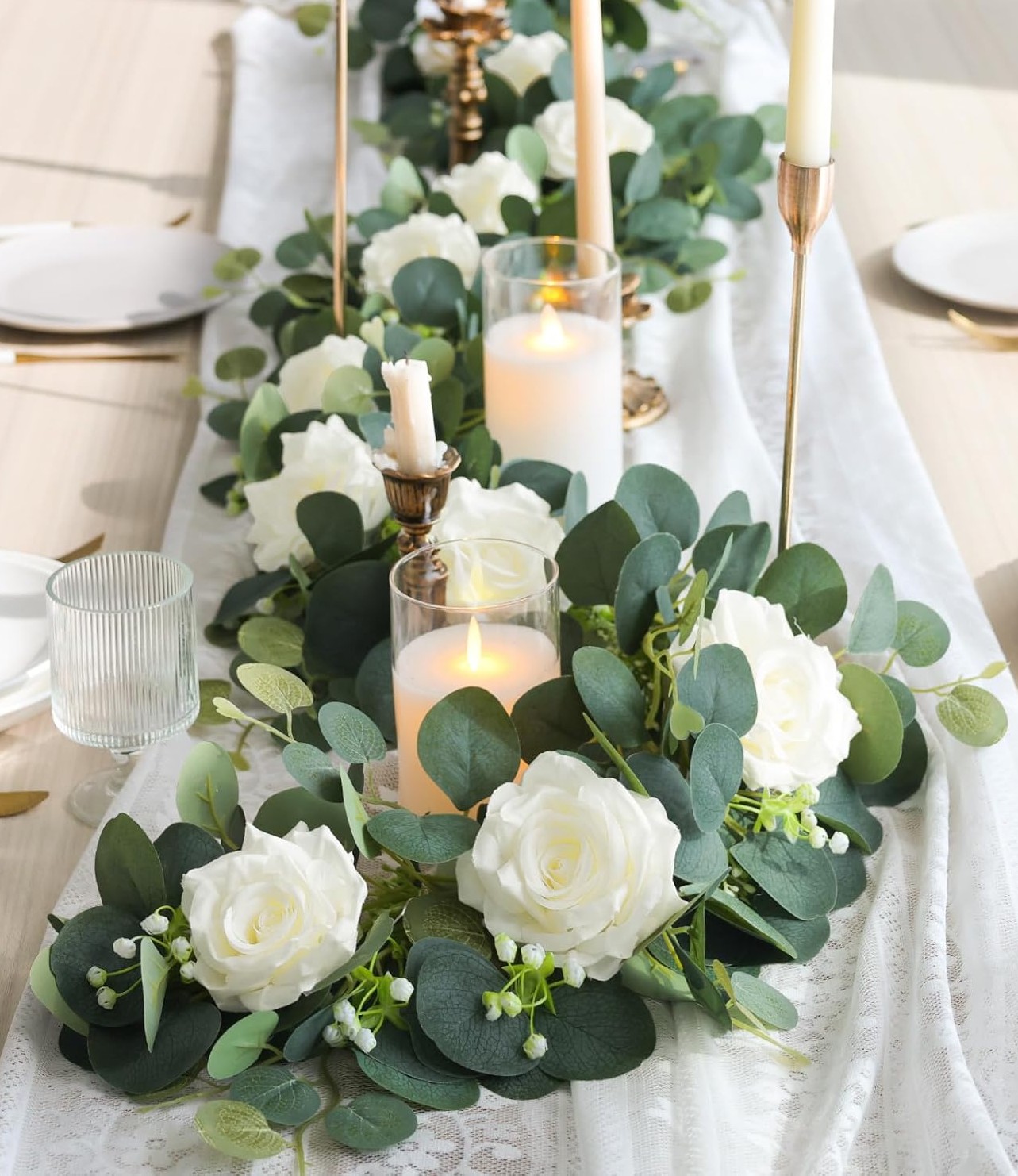 Rental store for White Rose Eucalyptus Garland Runner in Vancouver WA